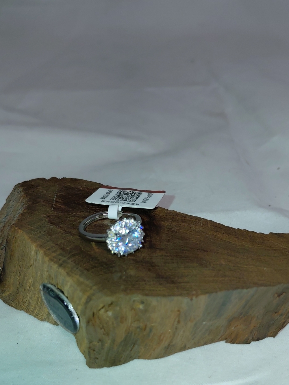Gold Plated  Women's Halo Cluster Ring with Clear Sparkling Stone Moissanite 58